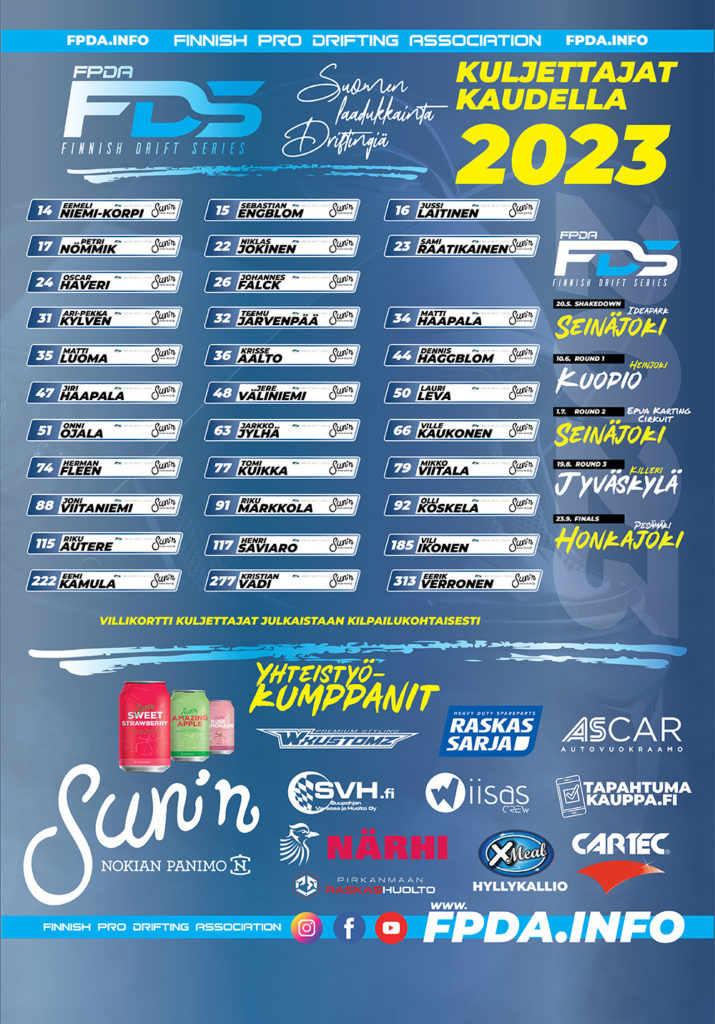 Finnish Drift Series - FDS 2023 - Suomen Drifting Ry - FPDA
